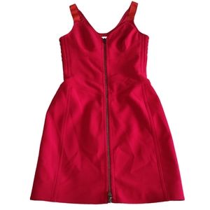 Moschino Size 4 Sleeveless Lace Up Front Zip Red Dress